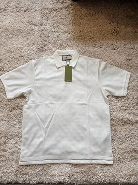 Gucci White Monogram Polo Shirt